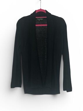 Lauren Ralph Lauren Black Open-Front Women's Cardigan 100% Linen Medium Knit